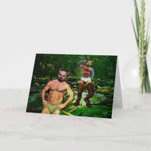 Carte Papa Satyrs en Briefs "Est-ce encore samedi ?" Car
