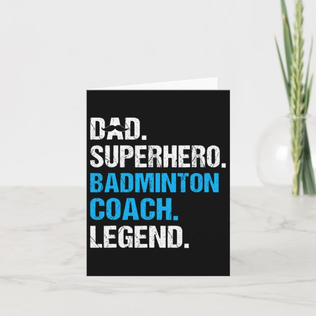 Carte Papa Superhero Badminton Entraîneur Funny Badminto (Devant)