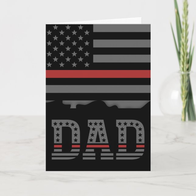 Carte Papa Thin Red Line Pompier papa Cadeaux (Devant)