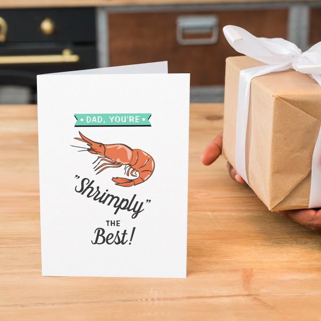 Carte Papa, tu es Shrimply The Best ! Fête des pères Whi (Créateur téléchargé)
