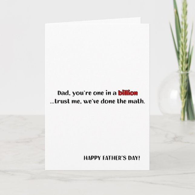 Carte Papa, tu es un sur un milliard, Fête des pères drô (Devant)