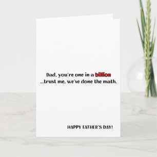 Carte Papa, tu es un sur un milliard, Fête des pères drô