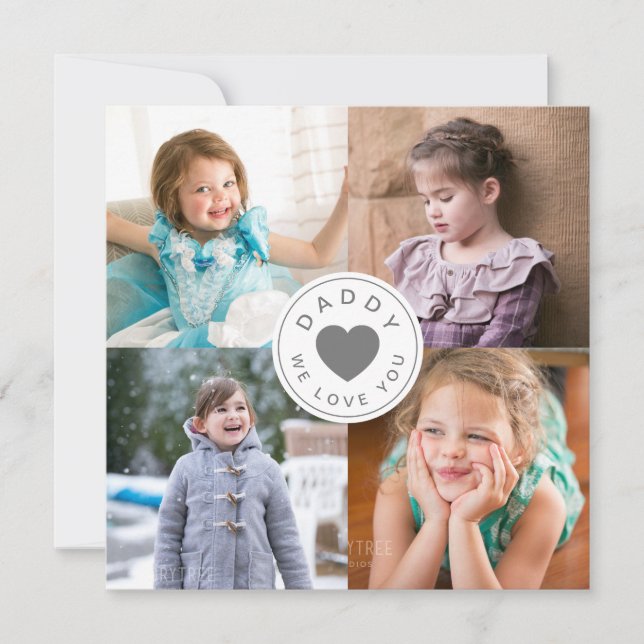 Carte Papa We Love You Heart 4 Photo Collage (Devant)