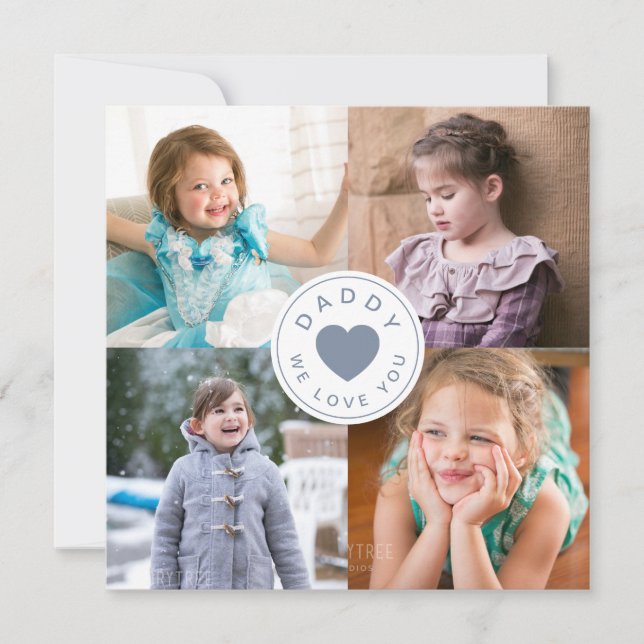Carte Papa We Love You Heart Photo Collage (Devant)