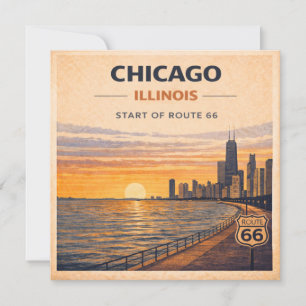 Carte Papeterie coucher de soleil sur la skyline vintage