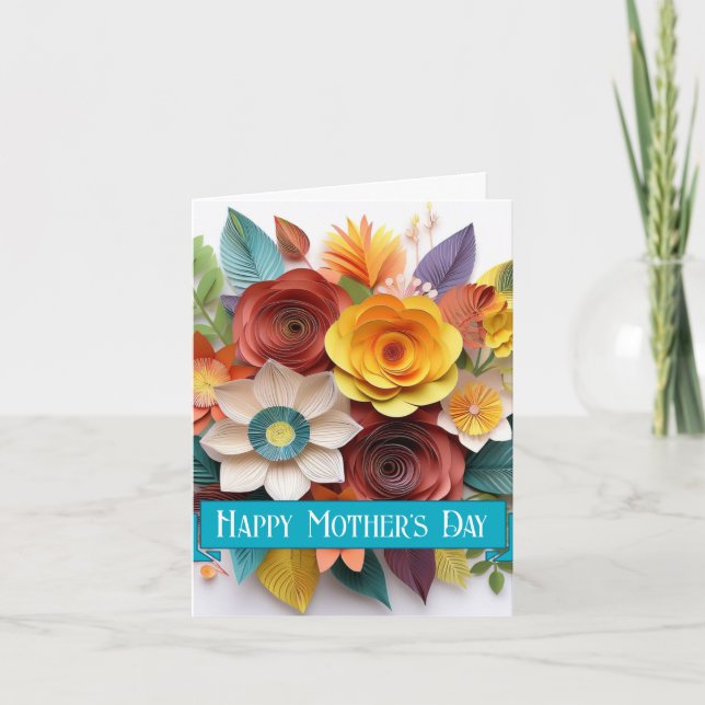 Carte Papier 3D Art Floral Fête des Mères (Devant)