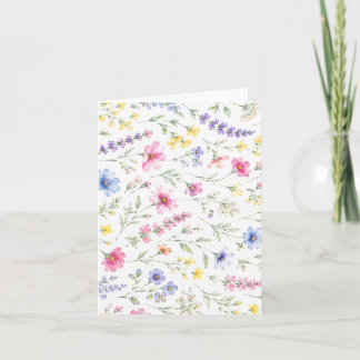 Carte Papier à lettres à motif de fleurs sauvages aquare