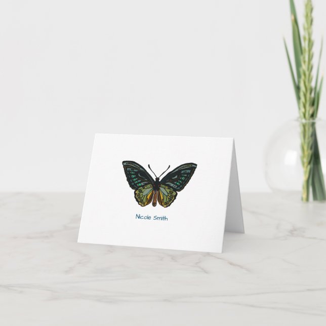 Carte Papier à lettres personnalisées - Papillon vert fr (Devant)
