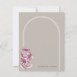 Carte Papier à lettres vintage à arc floral - gris