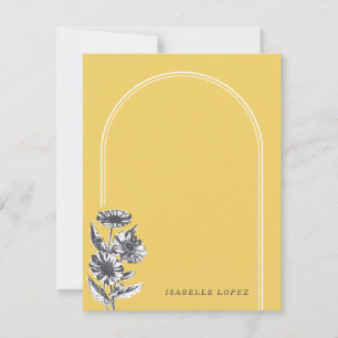 Carte Papier à lettres vintage à arc floral - Jaune