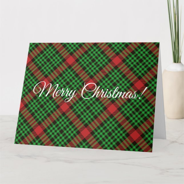 Carte Papier cadeau rouge et vert à carreaux de Noël   (Devant)