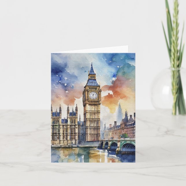Carte Papier d'aquarelle Big Ben London (Devant)