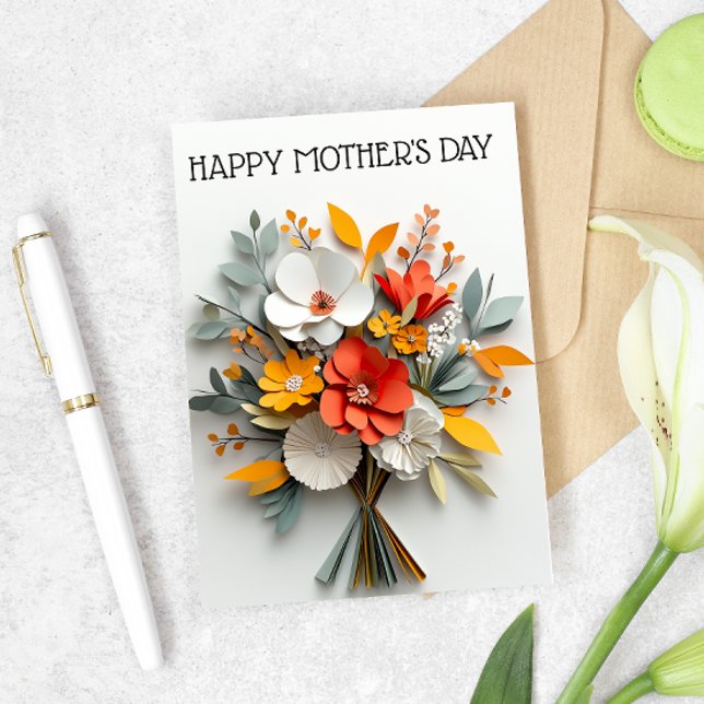Carte Papier Look Fleur Bouquet Fête des mères (Créateur téléchargé)