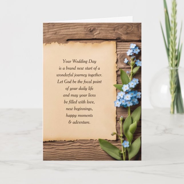 Carte Papier mariage et oublier-moi-non (Devant)