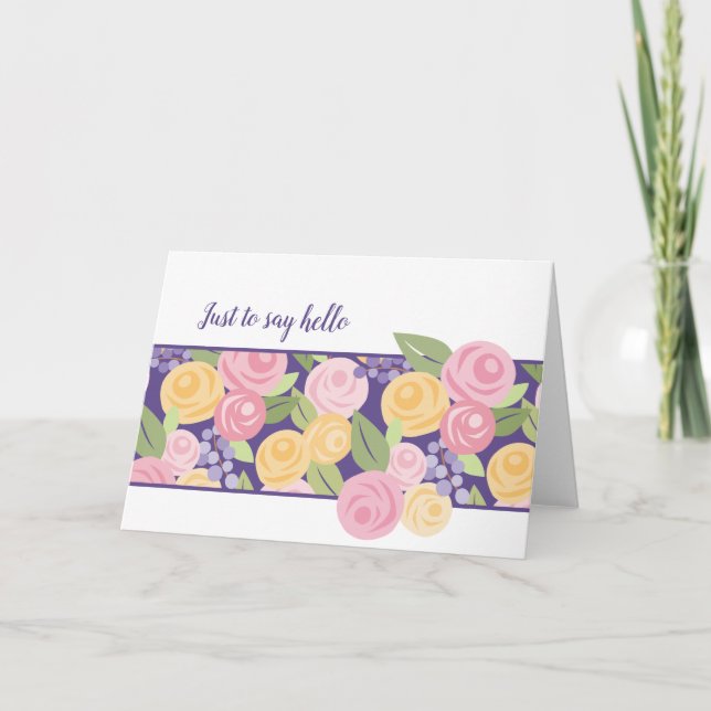 Carte Papier Rose Floral Band Note Card -Personnaliser (Devant)