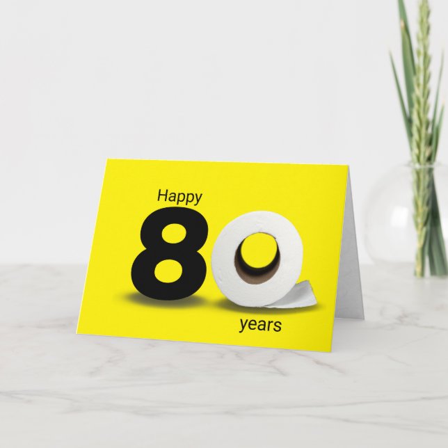 Carte papier toilette rouleau 80e anniversaire (Devant)