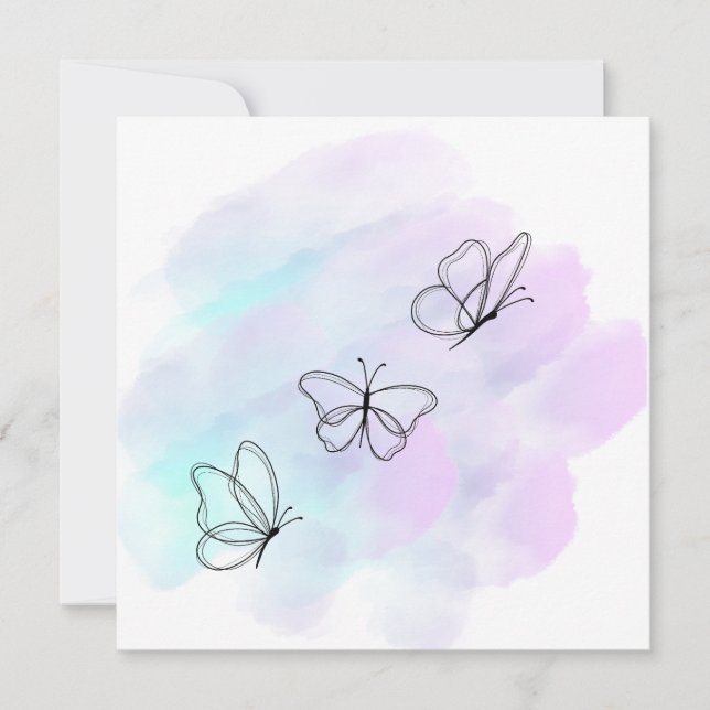 Carte Papillon aquarelle (Devant)