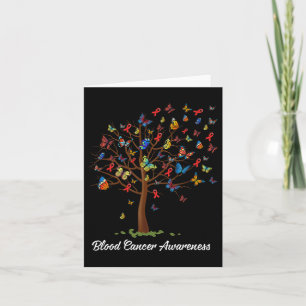 Carte Papillon Arbre Beau Rouge Ruban Cancer du Sang A