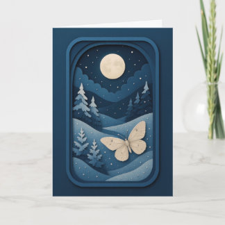 Carte Papillon au Clair de Lune dans la Forêt d'Hiver Ca