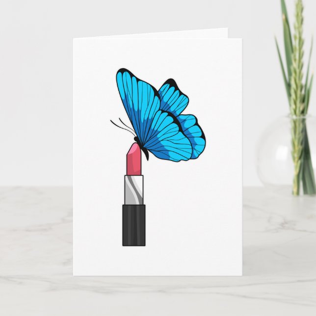 Carte Papillon au rouge à lèvres (Devant)