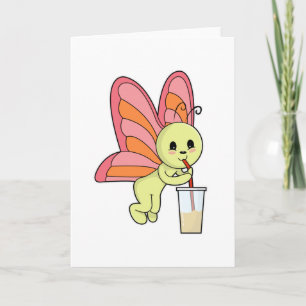 Carte Papillon avec Boire et Boire paille