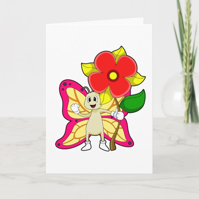 Carte Papillon avec Fleur (Devant)