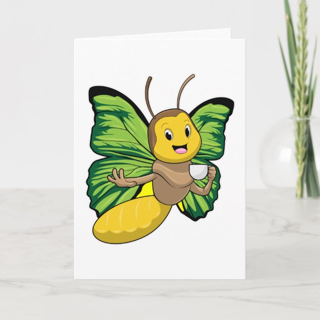 Carte Papillon avec la coupe de café (Devant)