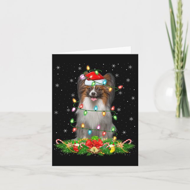 Carte Papillon Chien Lumières Noël Funky Noël Chapeau No (Devant)