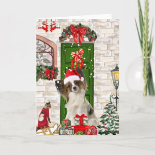Carte Papillon Chien Noël