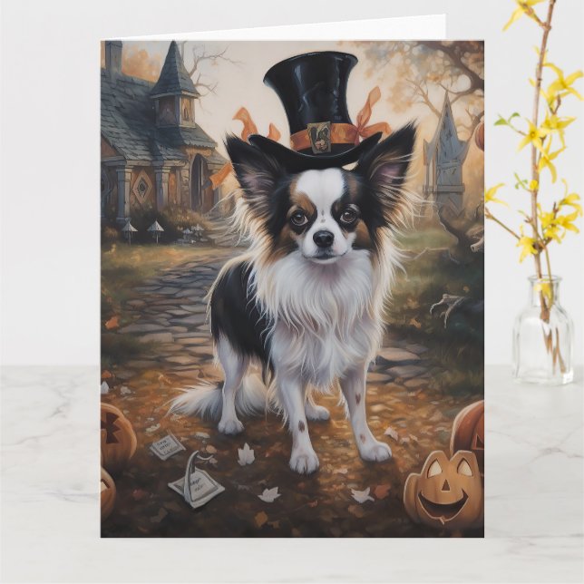 Carte Papillon Citrouille Halloween effroi (Fleur jaune)