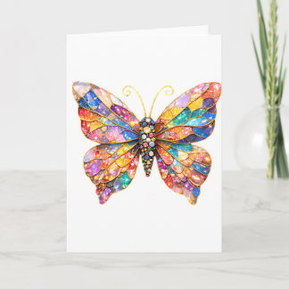 Carte Papillon Coloré en Verre Cathédrale