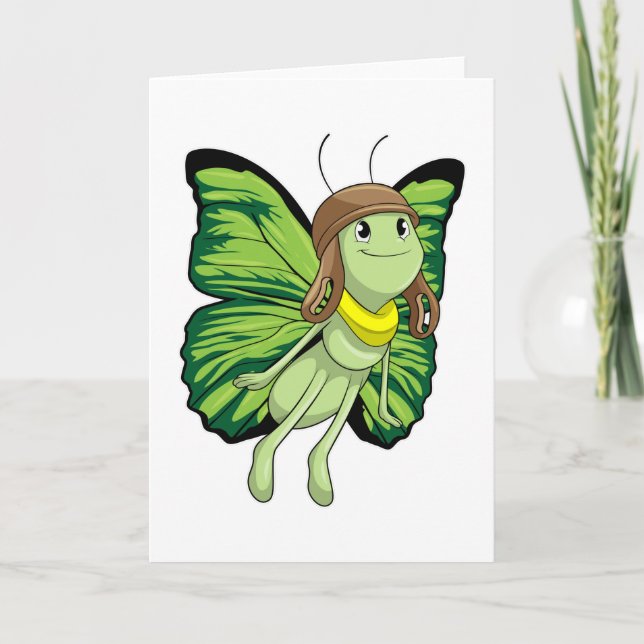 Carte Papillon comme pilote avec casquette pilote (Devant)