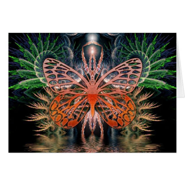 Carte papillon dame fractale (Devant horizontal)