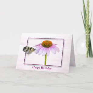 Carte Papillon d'anniversaire sur la fleur de cône