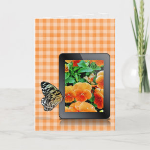Carte Papillon d'anniversaire sur tablette électronique