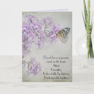 Carte Papillon de l'amitié sur la floraison violette Lil