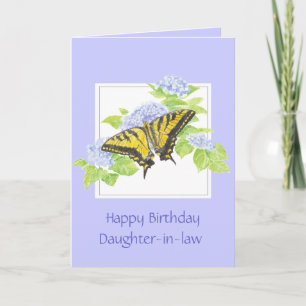 Carte Papillon de machaon sur l'art de fleur d'hortensia
