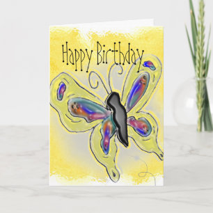 Carte Papillon Dimensional Yellow Birthday Card