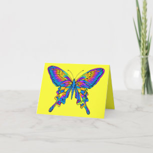 Carte Papillon en Belle Multi-Couleur avec Bleu