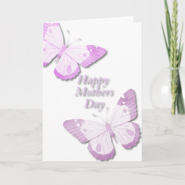 Carte Papillon en rose  (Devant)
