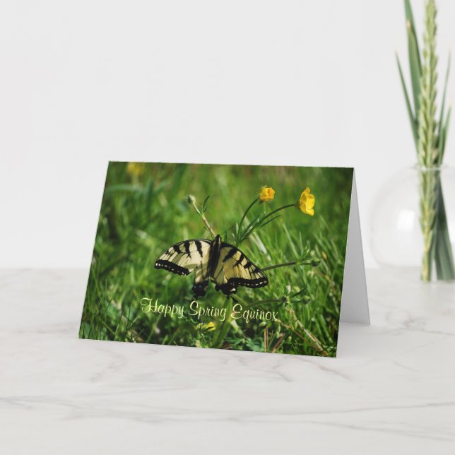 Carte Papillon et Boutons d'Or Équinoxe de Printemps (Devant)