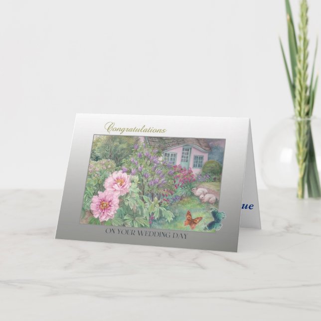 Carte Papillon et jardin de félicitations de mariage (Devant)
