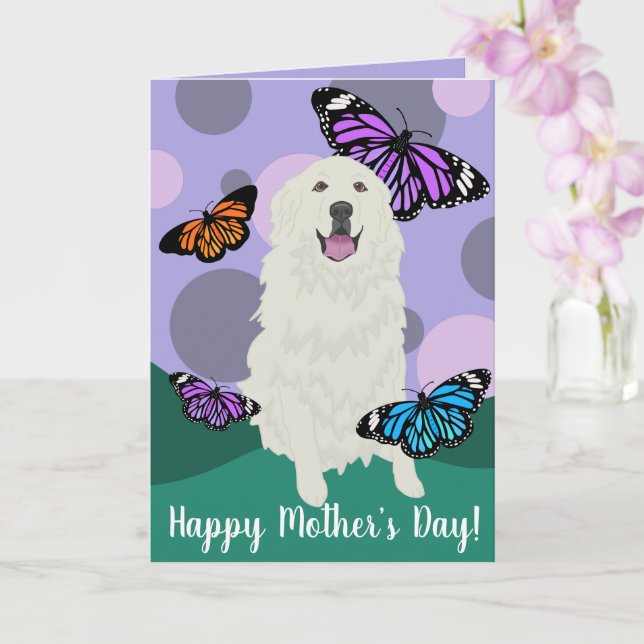 Carte papillon Great Pyrenees personnalisable (Orchidée)