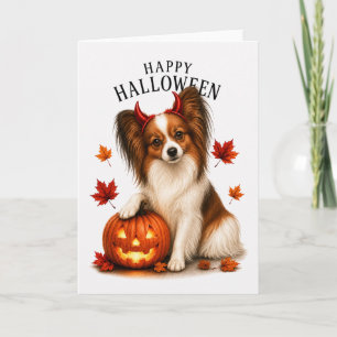 Carte Papillon Halloween Diable Chien