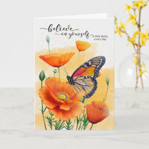 Carte Papillon Monarque d'Encouragement sur des Pavots