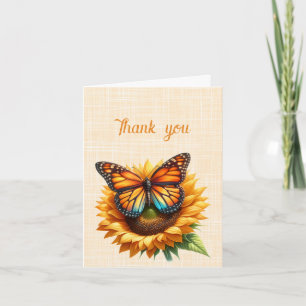 Carte Papillon monarque Merci sur tournesol