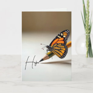 Carte Papillon Monarque Pensant à Vous sur un Crayon