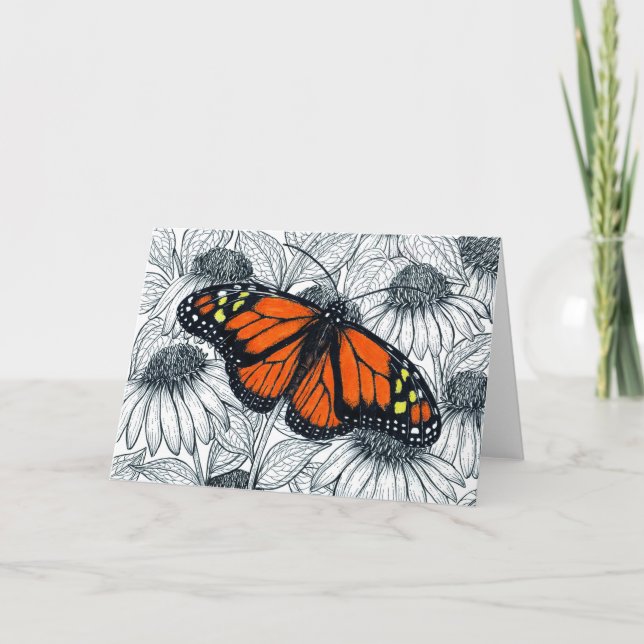 Carte Papillon monarque sur coneflowers (Devant)