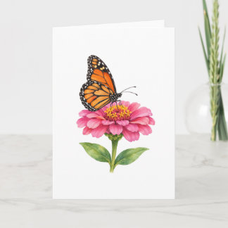 Carte Papillon monarque sur une Zinnia
