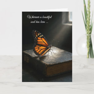 Carte Papillon Monarque Sympathie sur une Sainte Bible